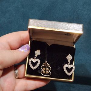 VINTAGE Engel Bros Mid Century Earrings Original Box & Tags Heart Shaped Clip On